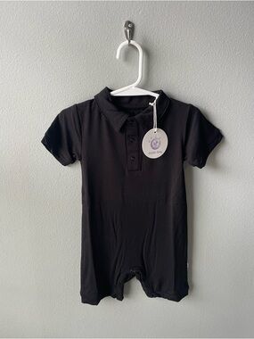 Bubble Baby Black Bamboo Collared Romper New with Tag